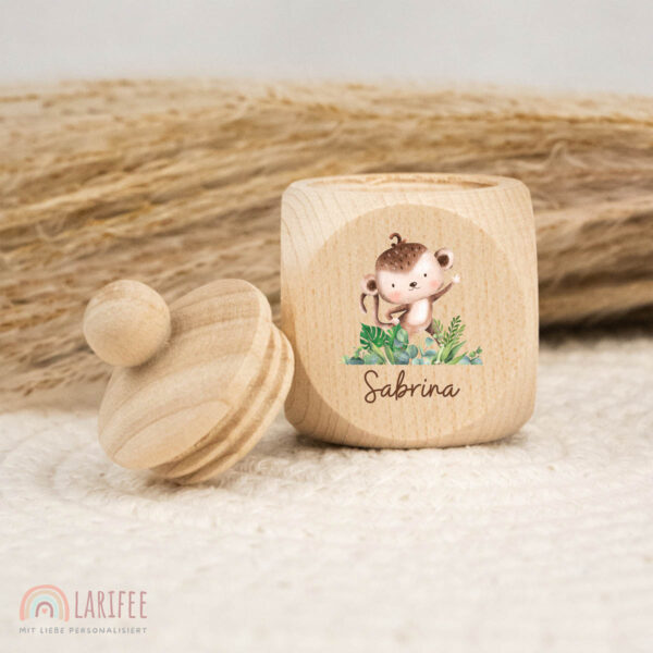 Zahndose Holz mit Name Personalisiert - Affe