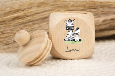 Zahndose für Milchzähne personalisiert - Zebras