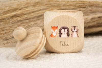 Zahndose für Milchzähne personalisiert - Waldtiere