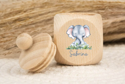Zahndose für Milchzähne personalisiert - Elefant