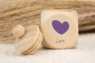 Zahndose für Milchzähne personalisiert - Herz