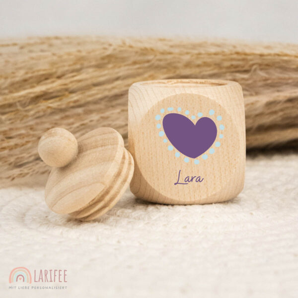 Zahndose Holz mit Name Personalisiert - Herz