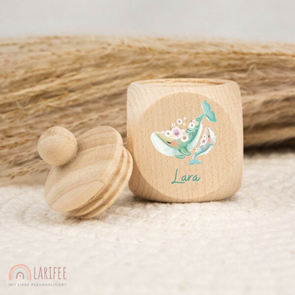 Zahndose Holz mit Name Personalisiert - Wale