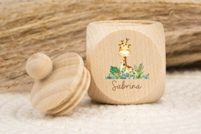 Zahndose für Milchzähne personalisiert - Giraffe