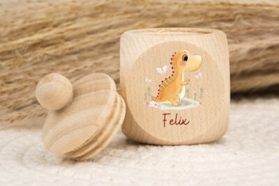 Zahndose für Milchzähne personalisiert - Dino