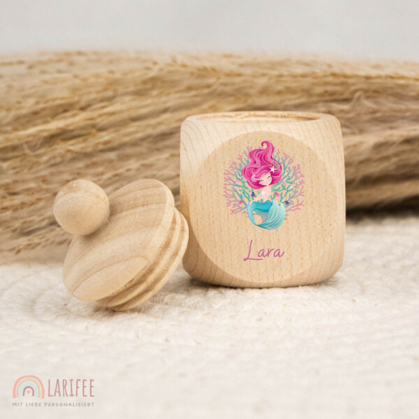 Zahndose Holz mit Name Personalisiert - Meerjungfrau Korallen