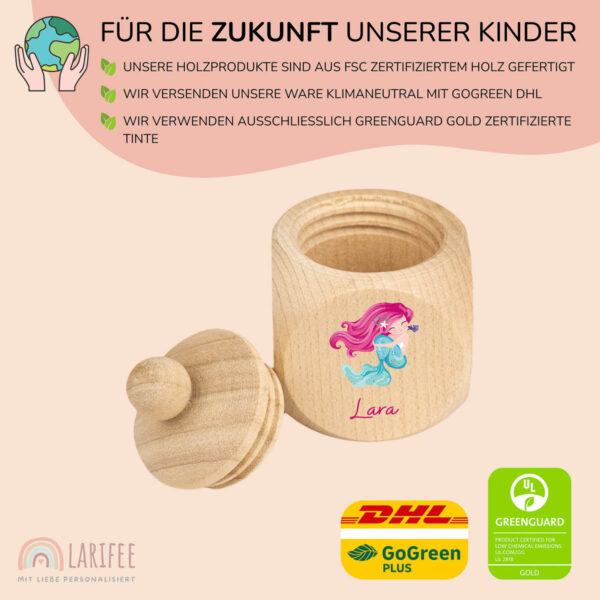 Zahndose Holz mit Name Personalisiert - Meerjungfrau – Bild 2