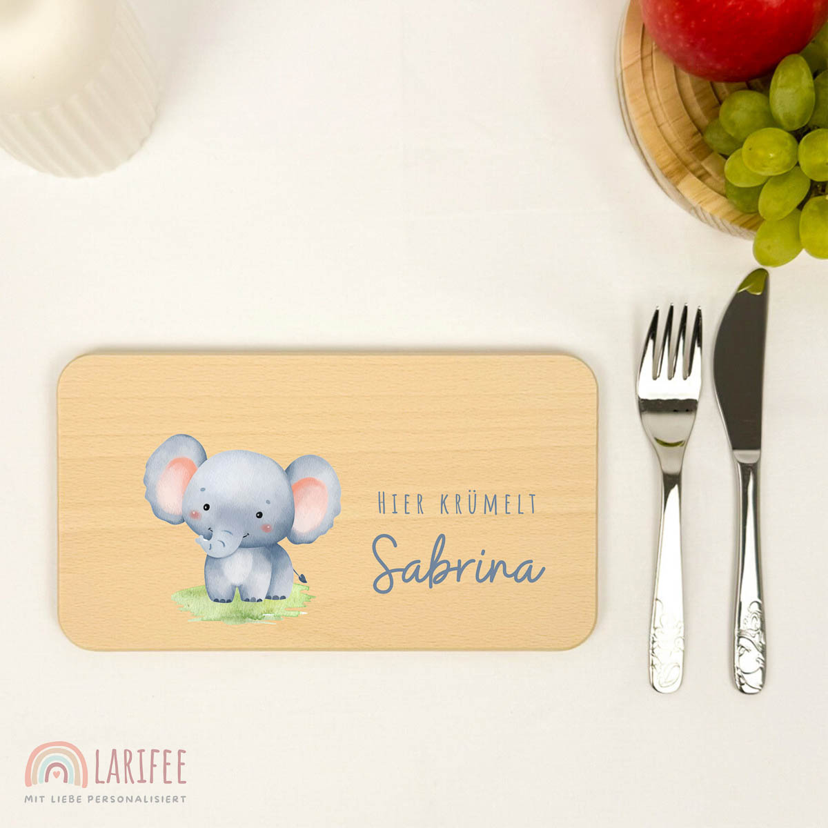Frühstücksbrettchen Holz personalisiert - Elefant – Bild 6
