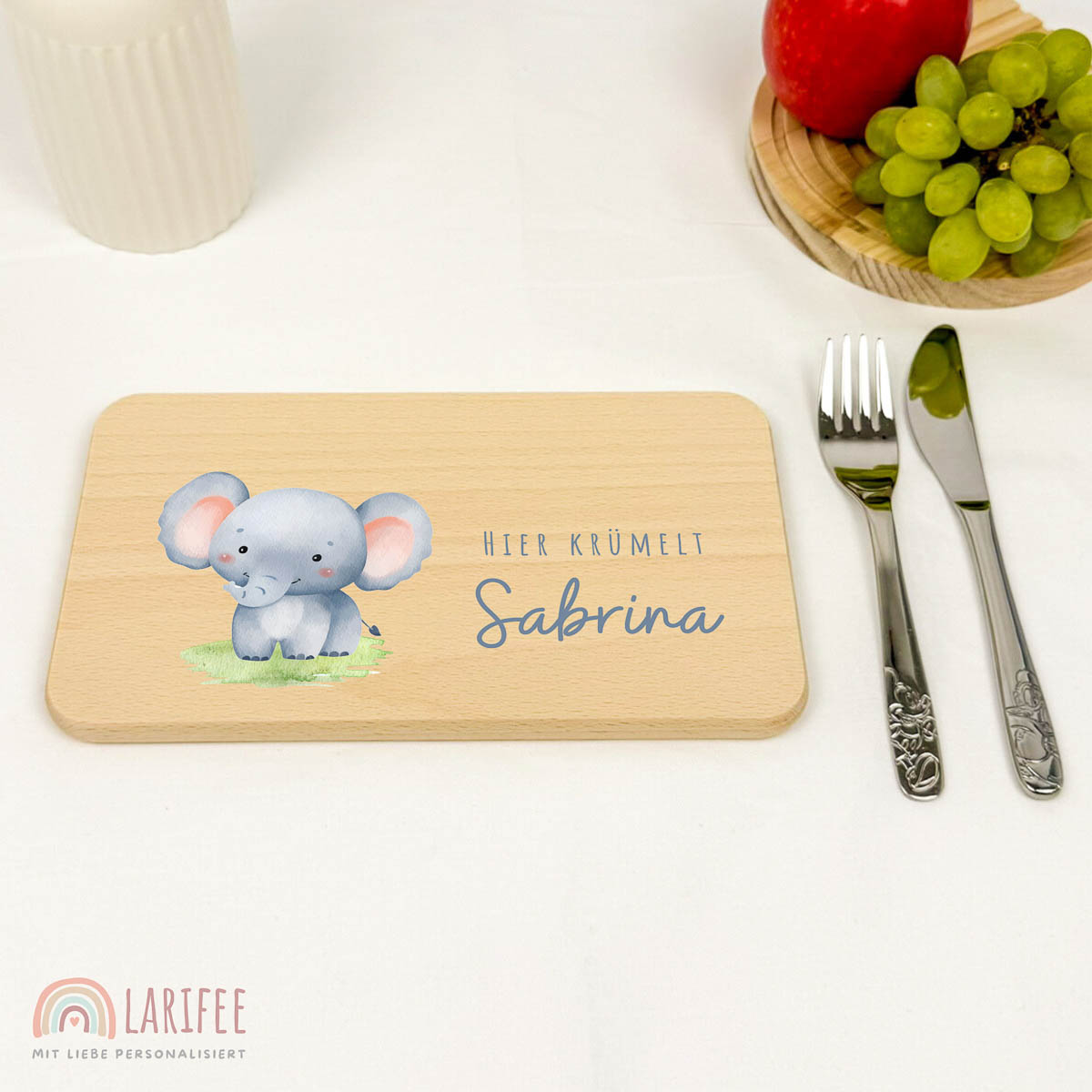 Frühstücksbrettchen Holz personalisiert - Elefant – Bild 2