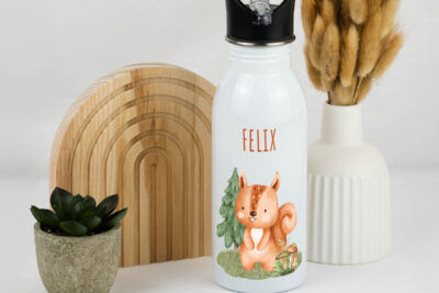 Trinkflasche Kinder personalisiert - Eichhörnchen