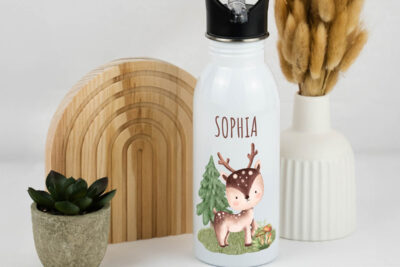 Trinkflasche Kinder personalisiert - Reh