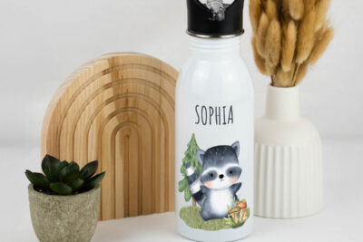 Trinkflasche Kinder personalisiert - Waschbär