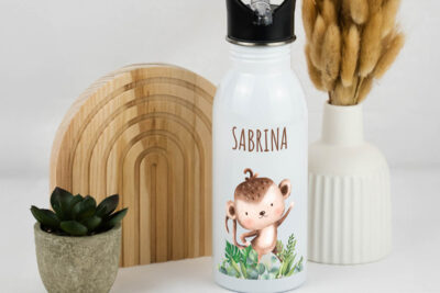 Trinkflasche Kinder personalisiert - Affe