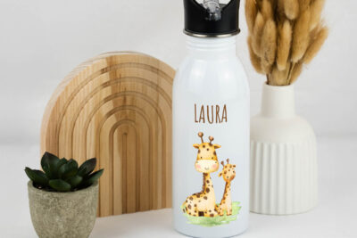 Trinkflasche Kinder personalisiert - Giraffen