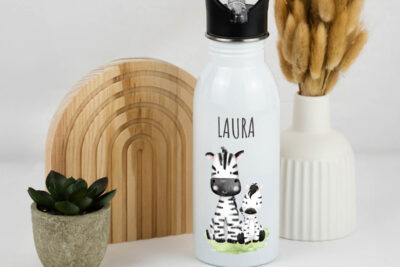 Trinkflasche Kinder personalisiert - Zebras