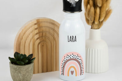 Trinkflasche Kinder personalisiert - Regenbogen