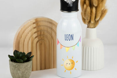 Trinkflasche Kinder personalisiert - Sonne Junge