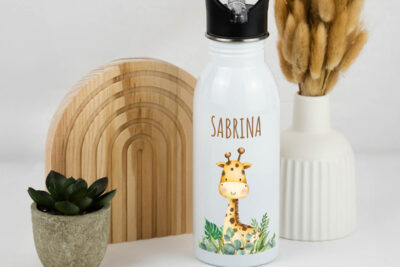 Trinkflasche Kinder personalisiert - Giraffe