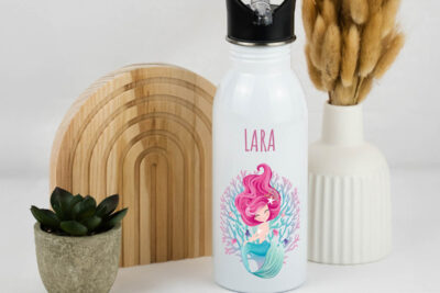 Trinkflasche Kinder personalisiert - Meerjungfrau Korallen