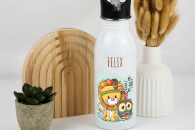 Trinkflasche Kinder personalisiert - Löwe & eule & Eule