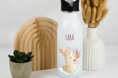Trinkflasche Kinder personalisiert - Hase Karotten
