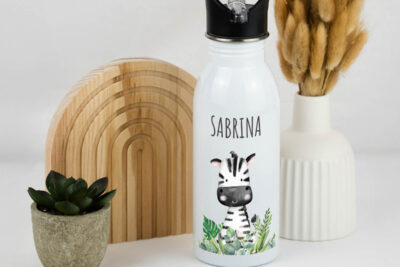 Trinkflasche Kinder personalisiert - Zebra