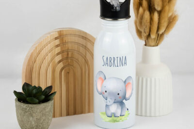 Trinkflasche Kinder personalisiert - Elefanten Baby