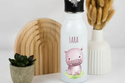 Trinkflasche Kinder personalisiert - Nilpferd Baby