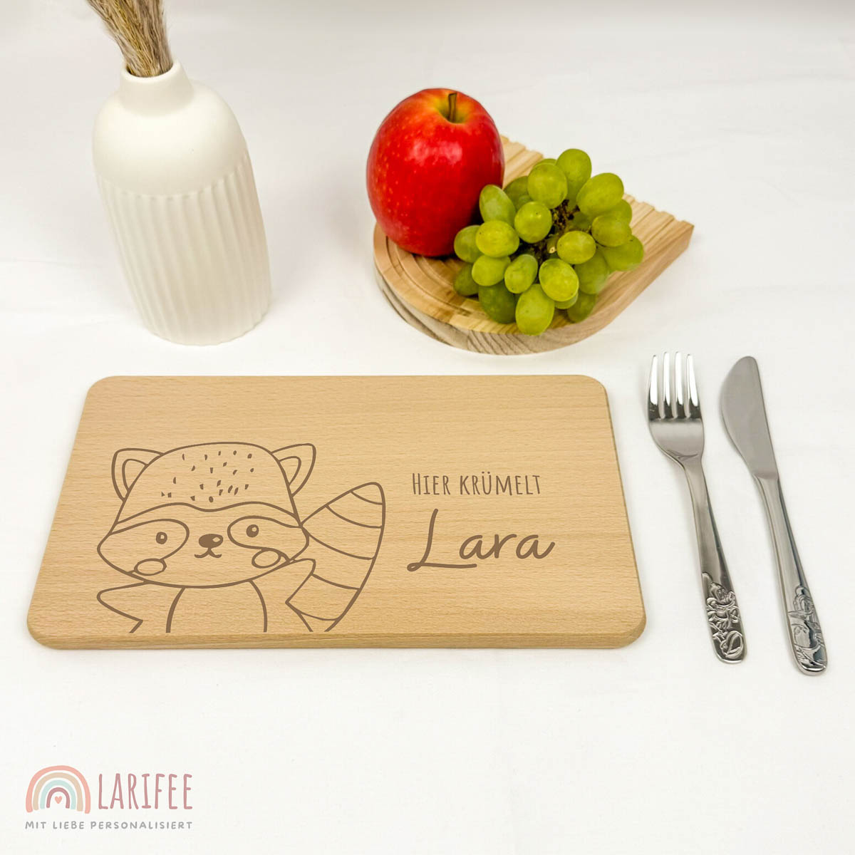 Frühstücksbrettchen Holz personalisiert - Waschbär – Bild 2