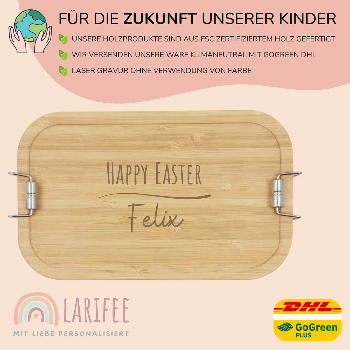 Brotdose Kinder personalisiert - Happy Easter – Bild 3