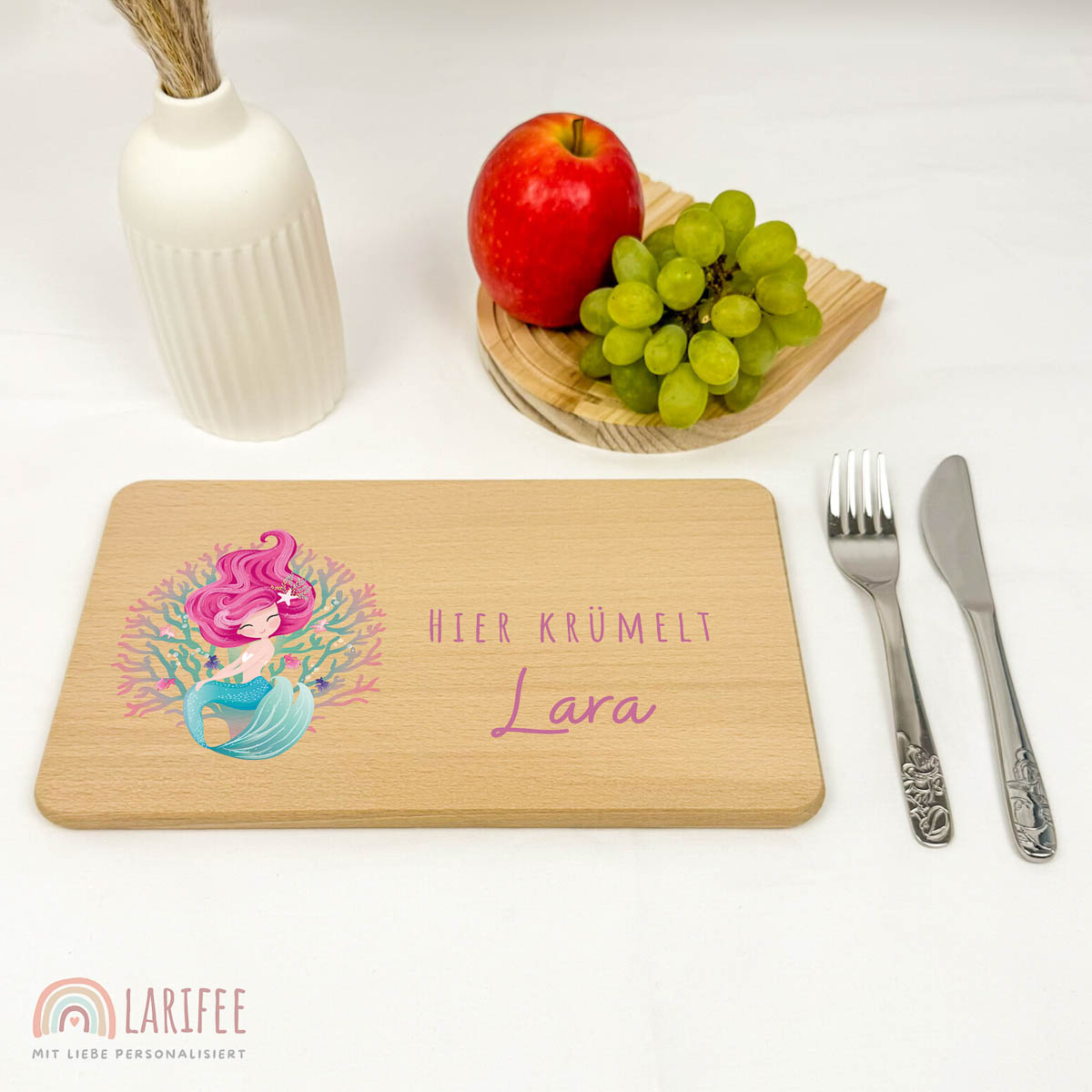 Frühstücksbrettchen Holz personalisiert - Meerjungfrau – Bild 2