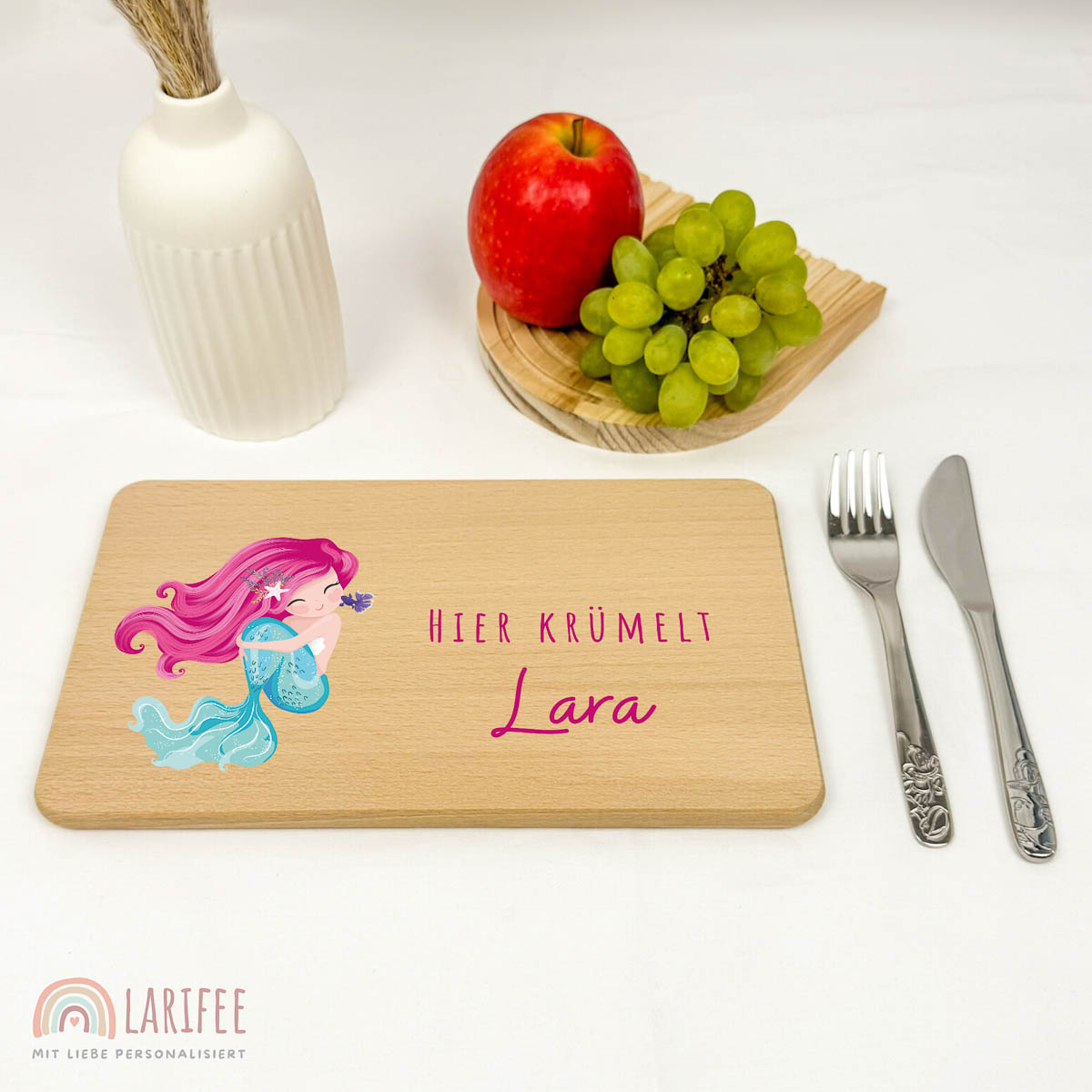 Frühstücksbrettchen Holz personalisiert - Meerjungfrau – Bild 2