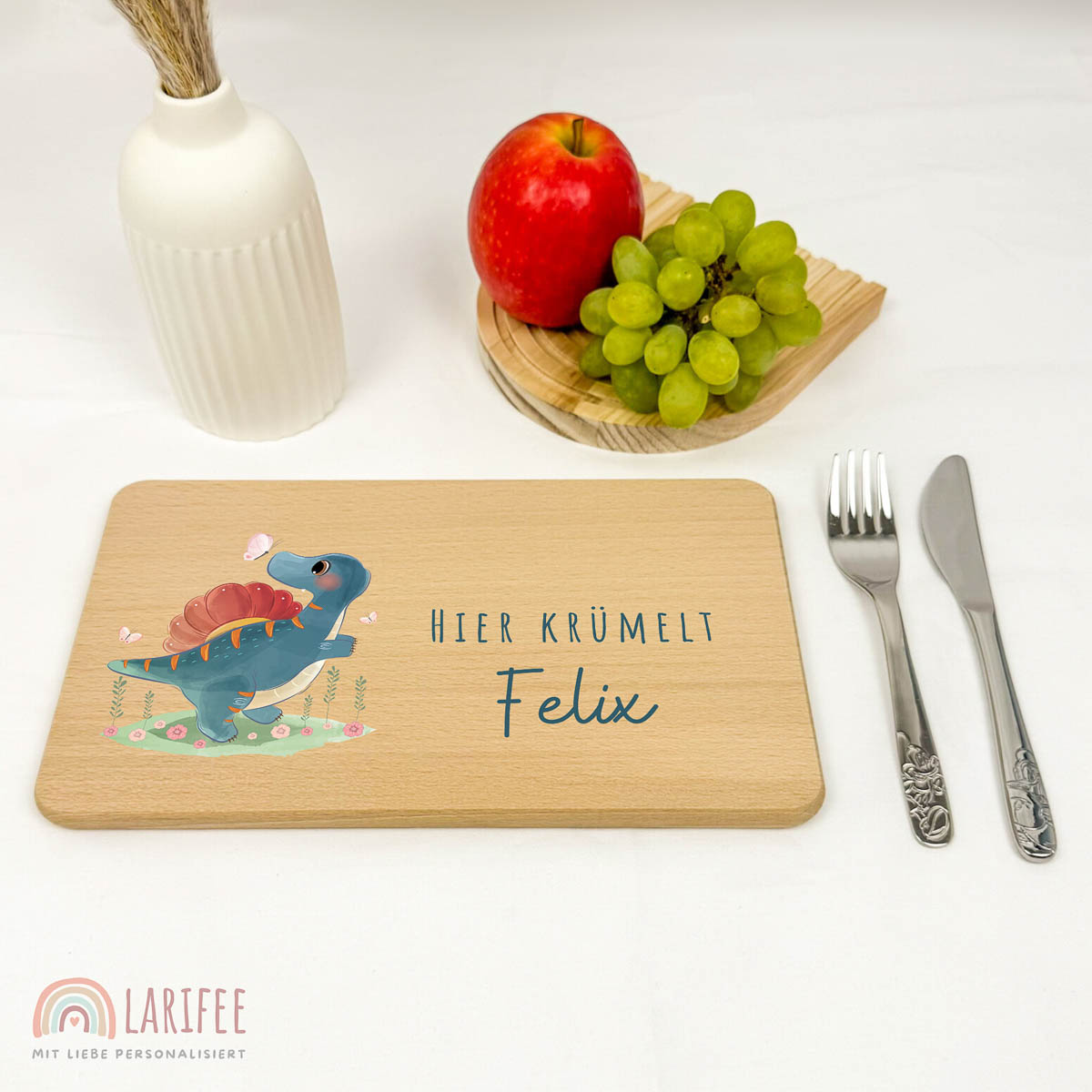 Frühstücksbrettchen Holz personalisiert - Dino – Bild 2